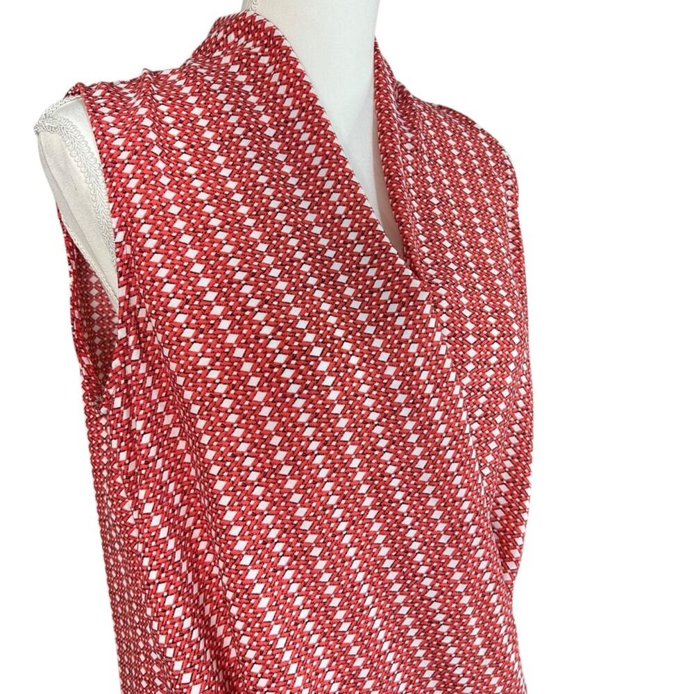 Pleione Sleeveless Faux Wrap Blouse Red Black Women’s size medium - Picture 2 of 8